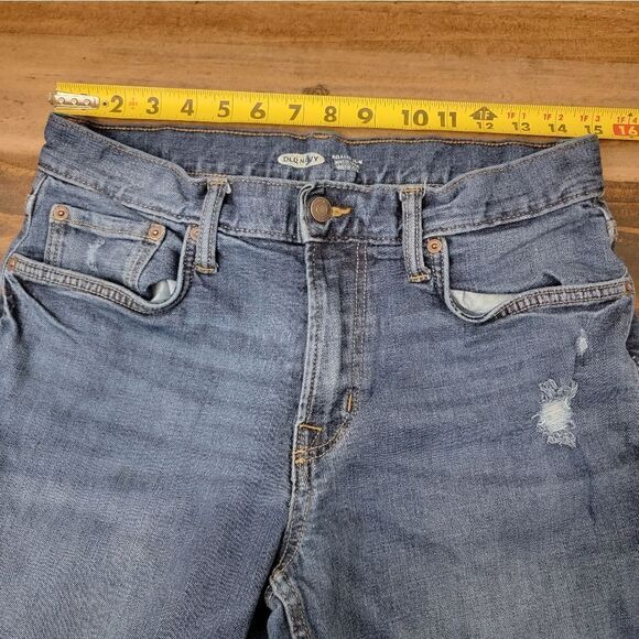 Old Navy Distressed Denim Relaxed Slim Build in Tough & Flex Jeans Size 30x32 - Picture 7 of 9